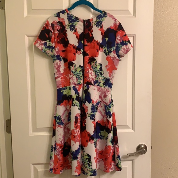 MILLY for DesigNation Floral Fit & Flare Scuba Dress - Picture 2 of 4